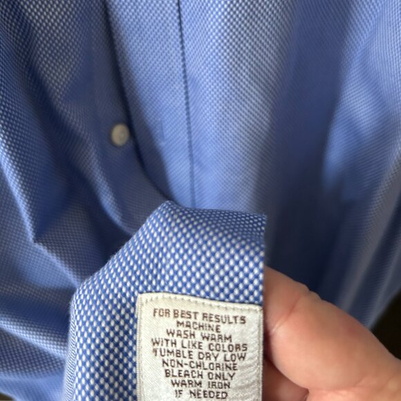 Peter Millar Nanoluxe Easy Care Long Sleeve Dress Shirt - Blue Patterned-XXL - Picture 10 of 12